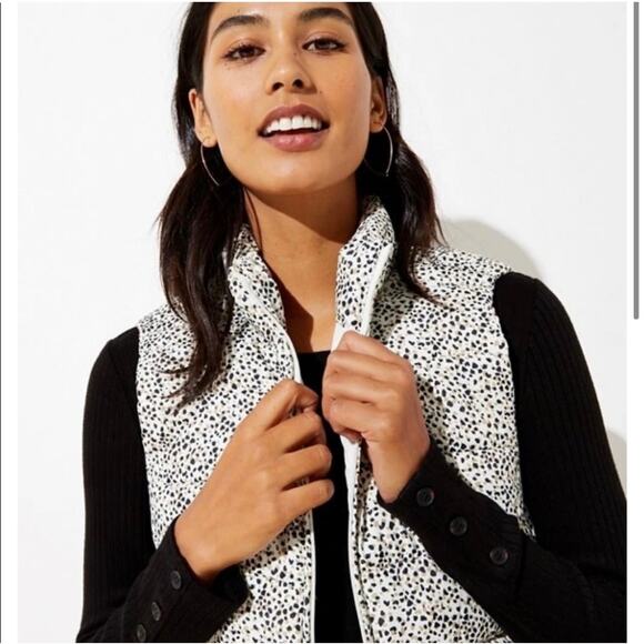LOFT WOMEN VEST ANIMAL PRINT MULTICOLOR FULL ZIP WITH ZIP POCKETS small - Picture 2 of 10